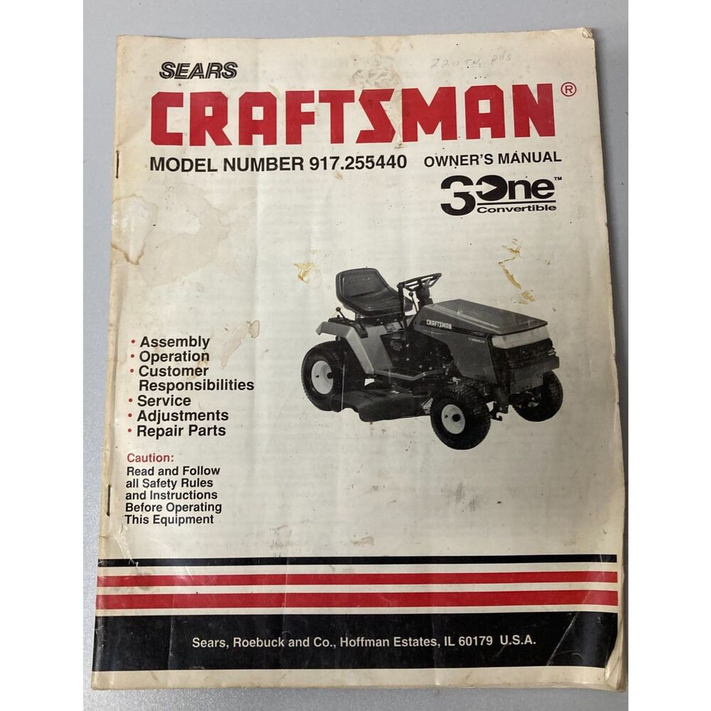 Sears CRAFTSMAN Owner's Manual - MOWER # 917.255440- Repair - Operate - Parts
